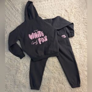 White Fox Boutique Charcoal and Pink Lounge Set